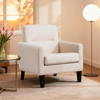 Modern Upholstered Accent Chair for Living Room, Wood & Fabric