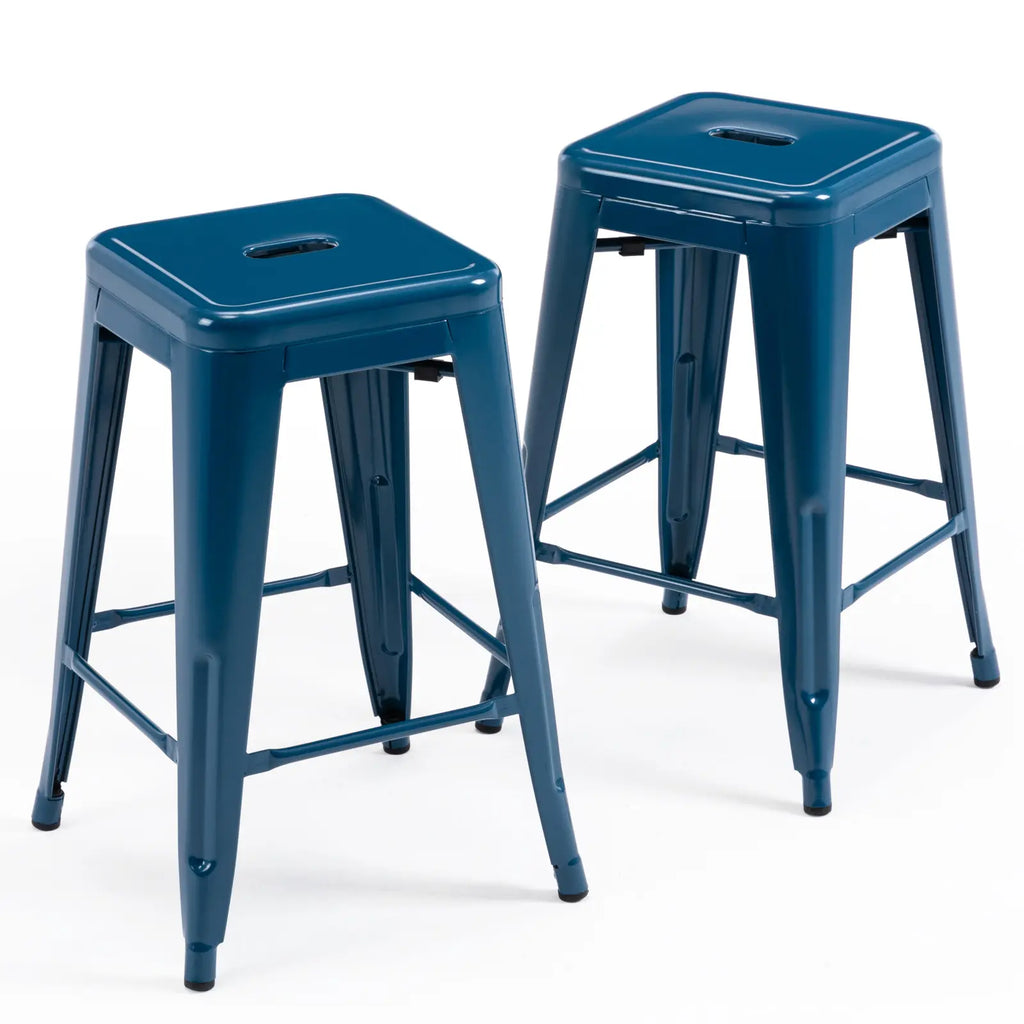 24 inch Industrial Metal Stools Set of 2 for indoor, outdoor
