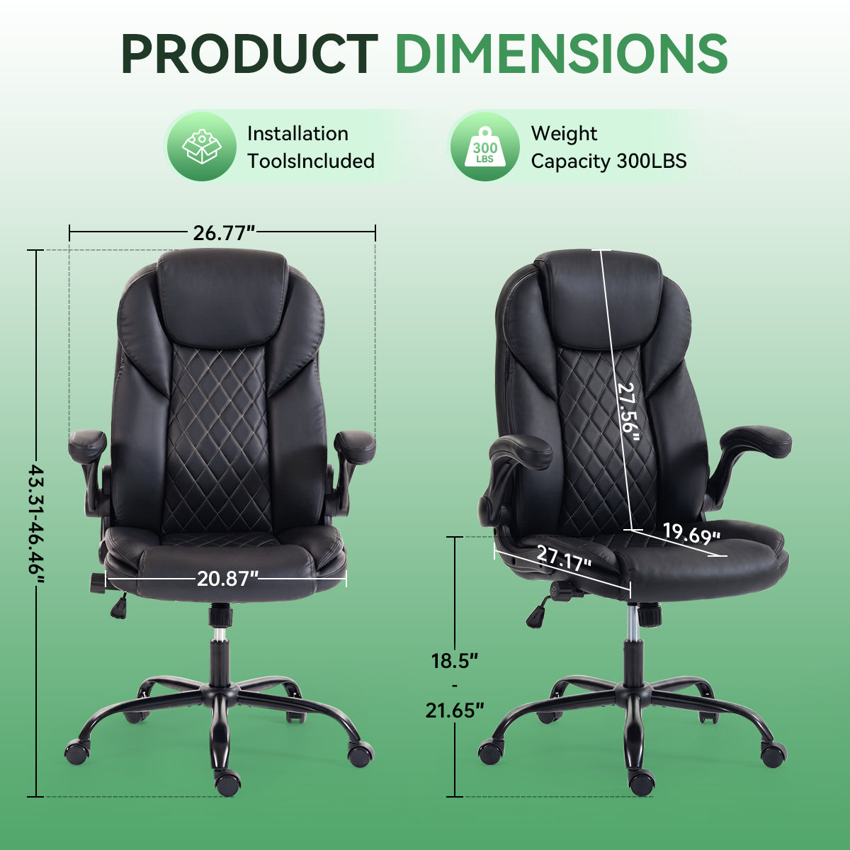 Ergonomic Office Chair - High Back PU Leather Desk Chair