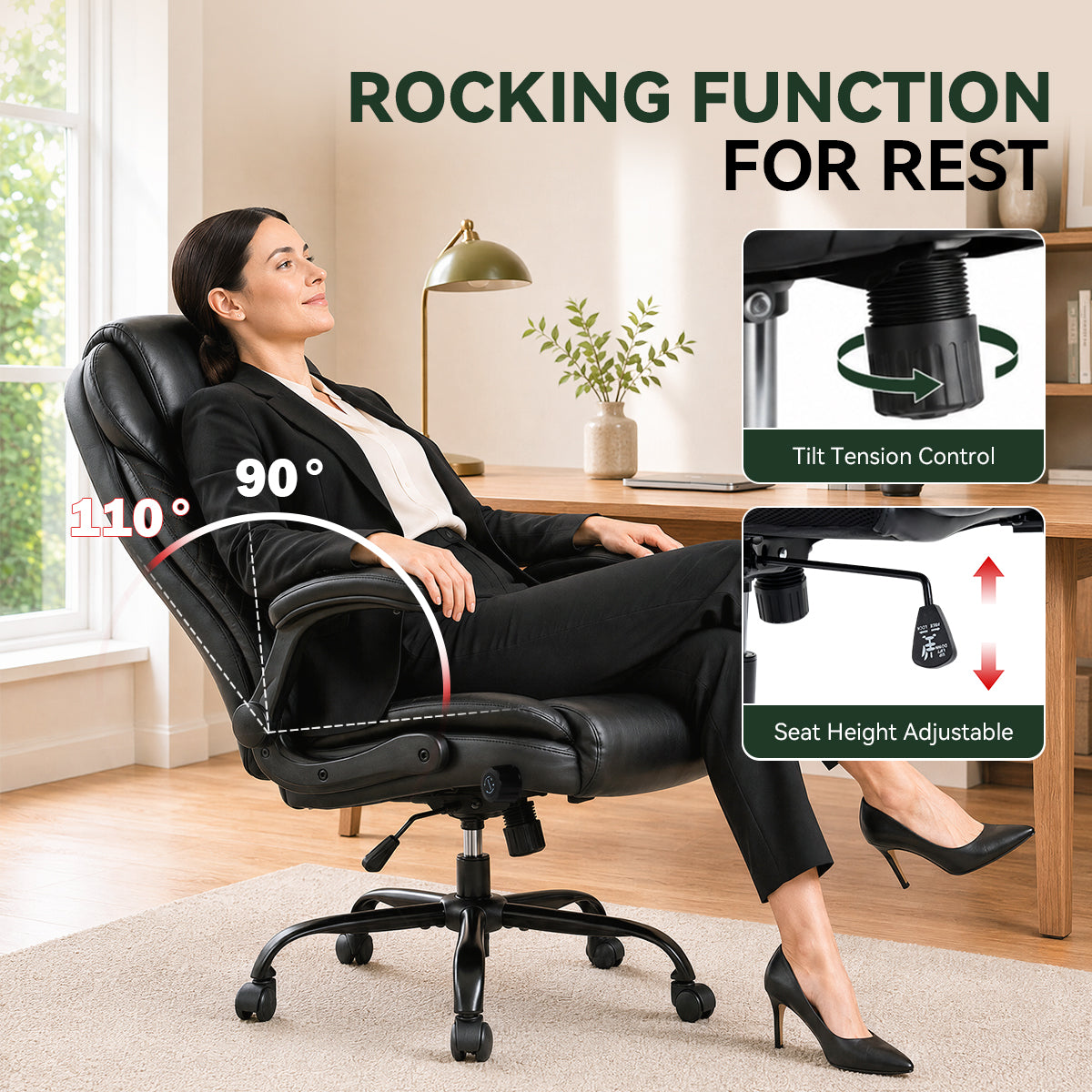 Ergonomic Office Chair - High Back PU Leather Desk Chair