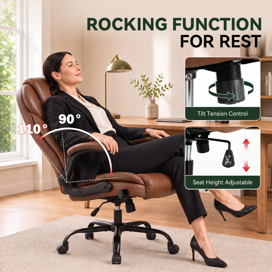 Ergonomic Office Chair - High Back PU Leather Desk Chair