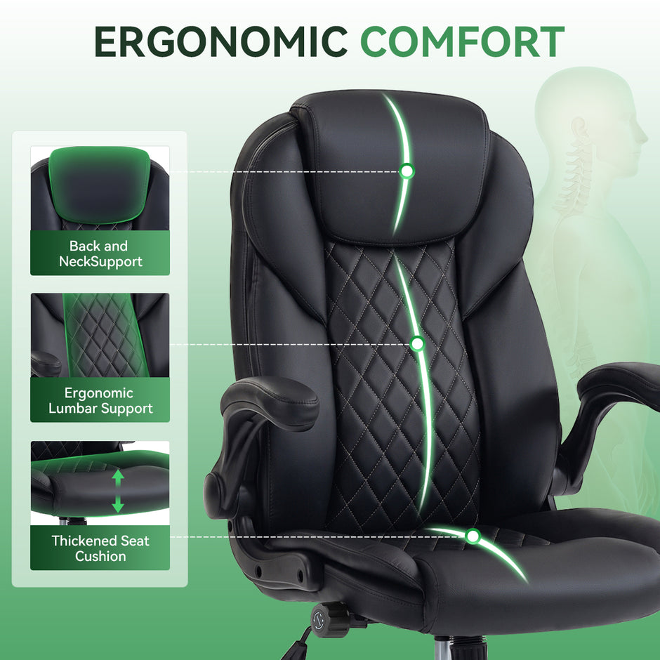 Ergonomic Office Chair - High Back PU Leather Desk Chair