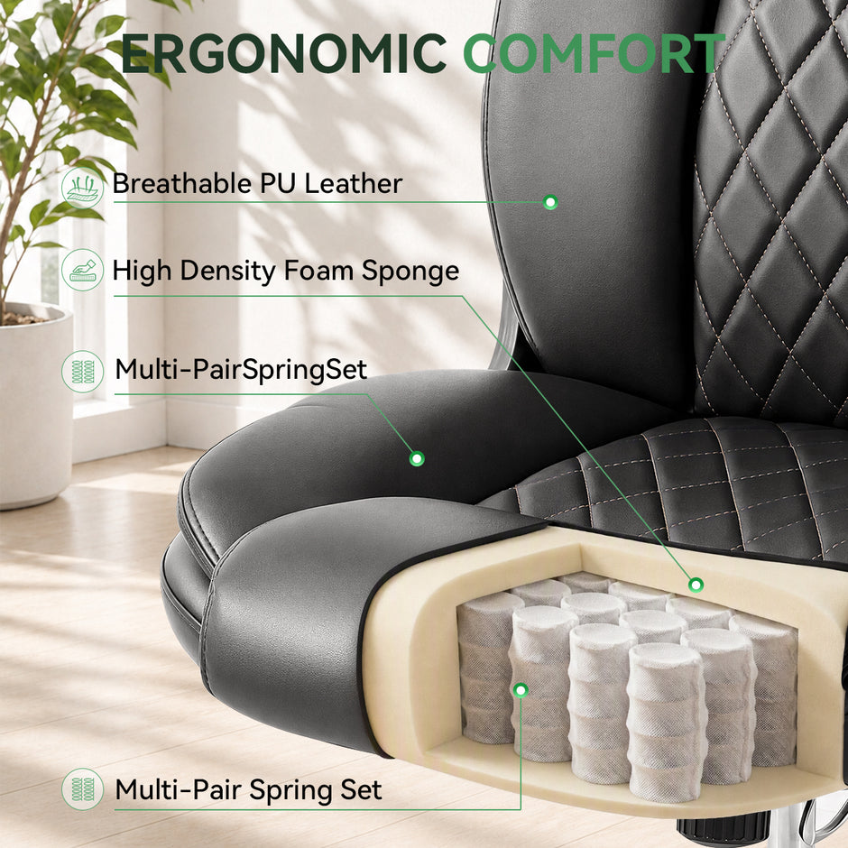 Ergonomic Office Chair - High Back PU Leather Desk Chair