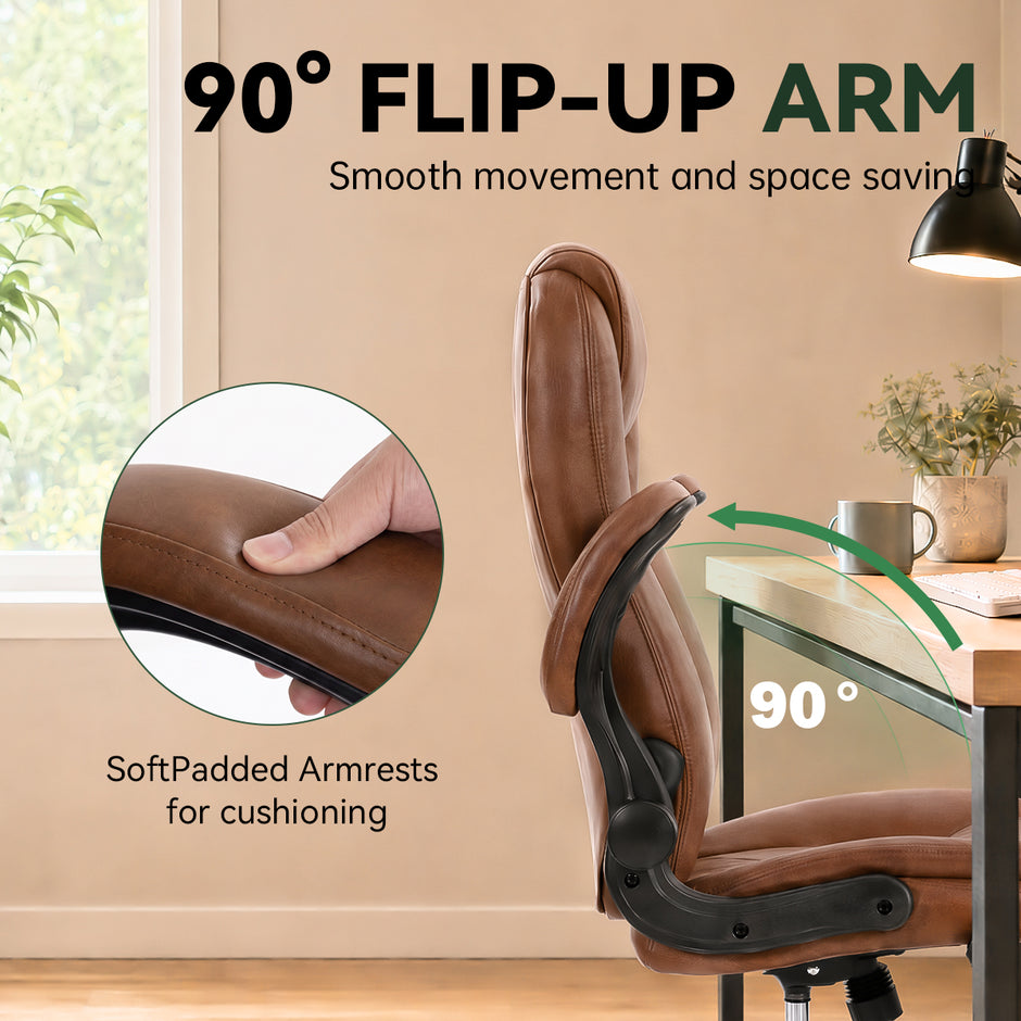 Ergonomic Office Chair - High Back PU Leather Desk Chair