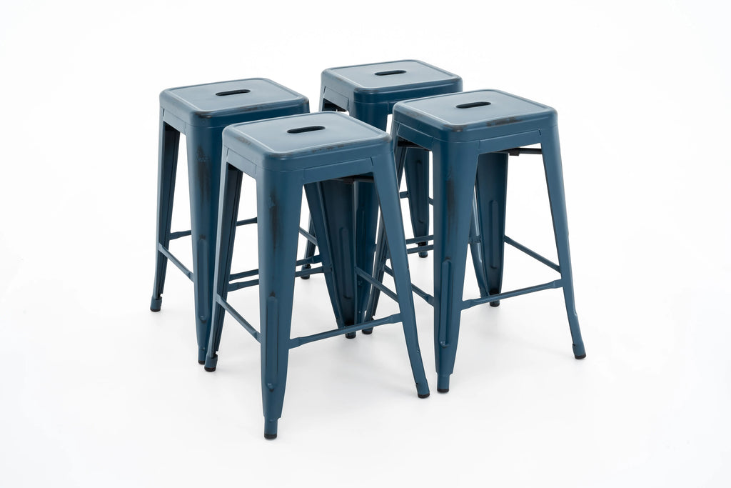 24 inch Industrial Metal Stools Set of 2 for indoor, outdoor