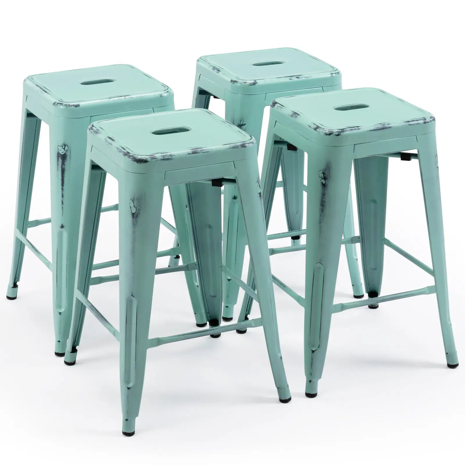 24 inch Industrial Metal Stools Set of 2 for indoor, outdoor