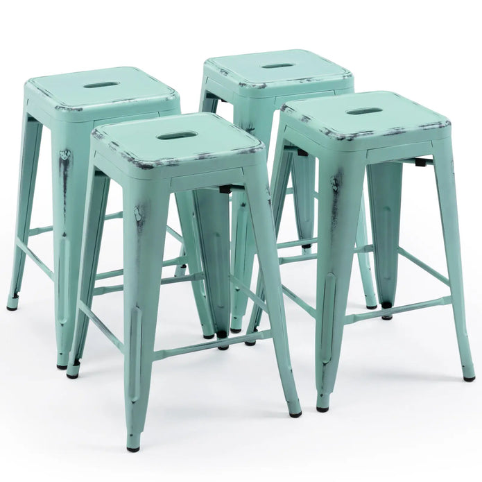 24 inch Industrial Metal Stools Set of 2 for indoor, outdoor