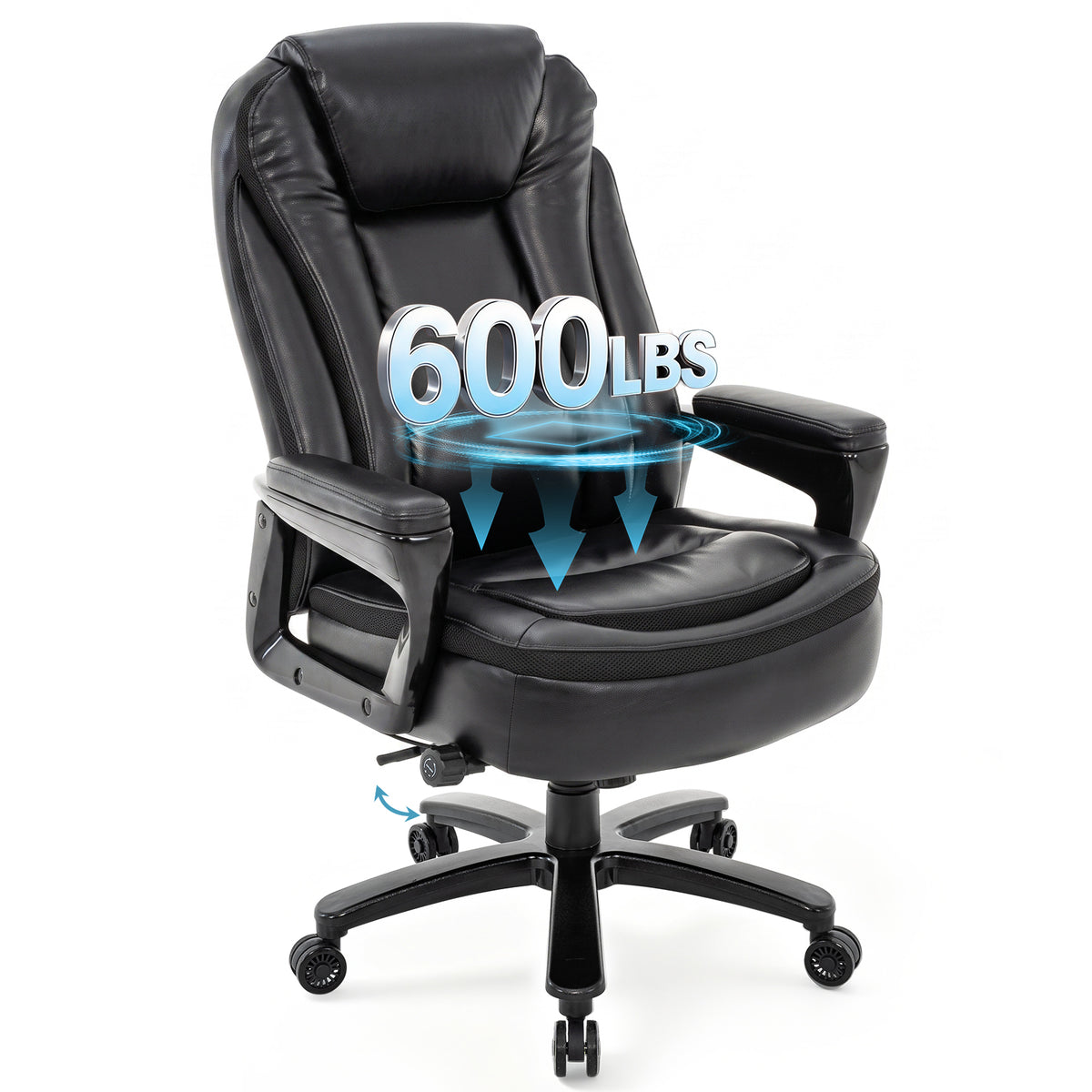 Heavy Duty Big & Tall Office Chair - 600 lb Leather Desk Chair
