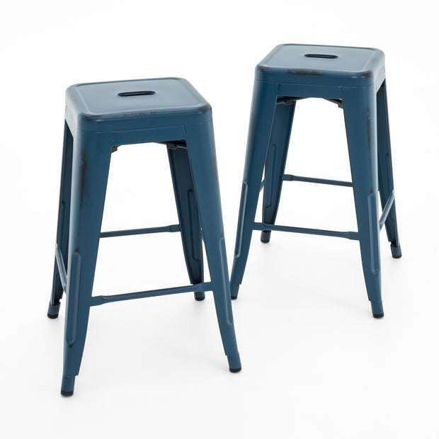 24 inch Industrial Metal Stools Set of 2 for indoor, outdoor