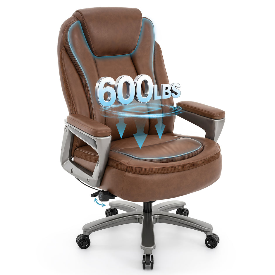 Heavy Duty Big & Tall Office Chair - 600 lb Leather Desk Chair