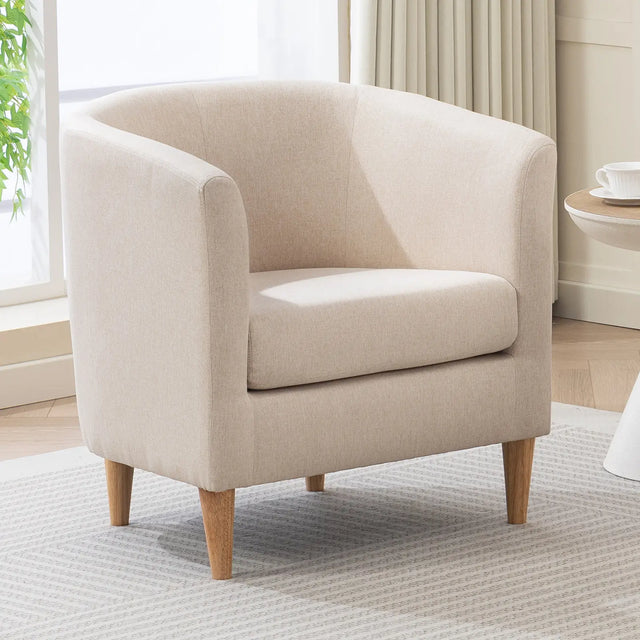 Upholstered Mid Century Barrel Accent Chair for Bedroom Apartment