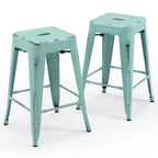 24 inch Industrial Metal Stools Set of 2 for indoor, outdoor