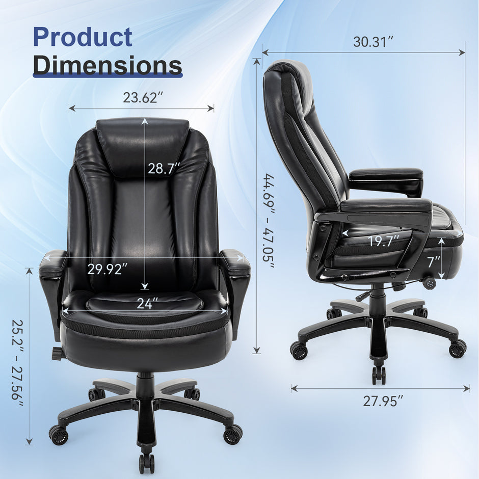 Heavy Duty Big & Tall Office Chair - 600 lb Leather Desk Chair