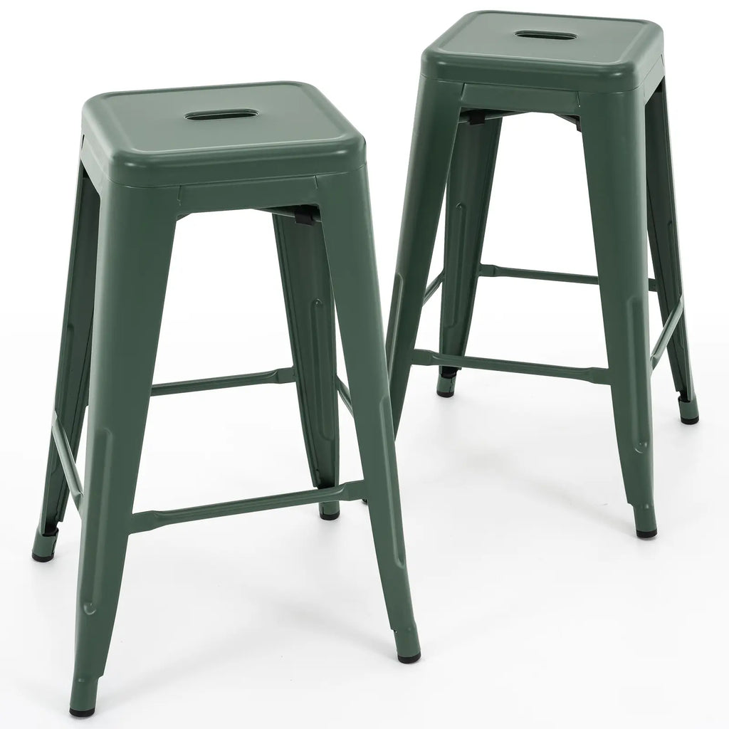 24 inch Industrial Metal Stools Set of 2 for indoor, outdoor