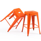 24 inch Industrial Metal Stools Set of 2 for indoor, outdoor