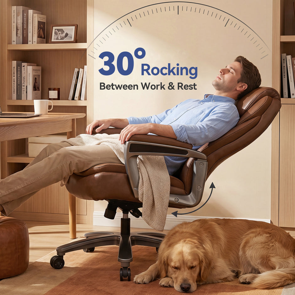Heavy Duty Big & Tall Office Chair - 600 lb Leather Desk Chair