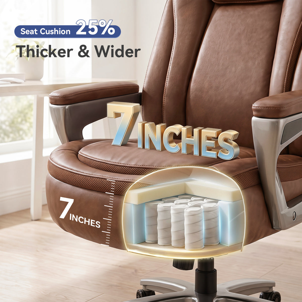 Heavy Duty Big & Tall Office Chair - 600 lb Leather Desk Chair