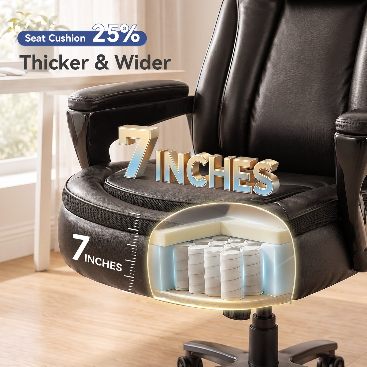Heavy Duty Big & Tall Office Chair - 600 lb Leather Desk Chair