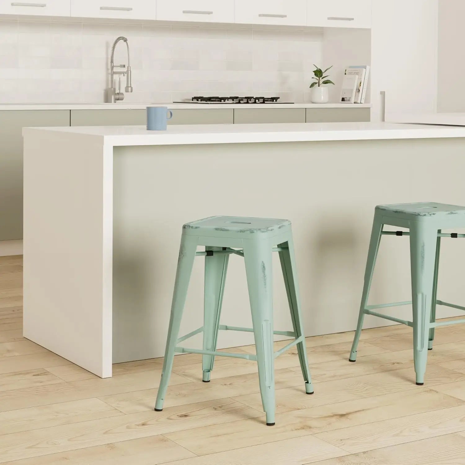 24 inch Industrial Metal Stools Set of 2 for indoor, outdoor