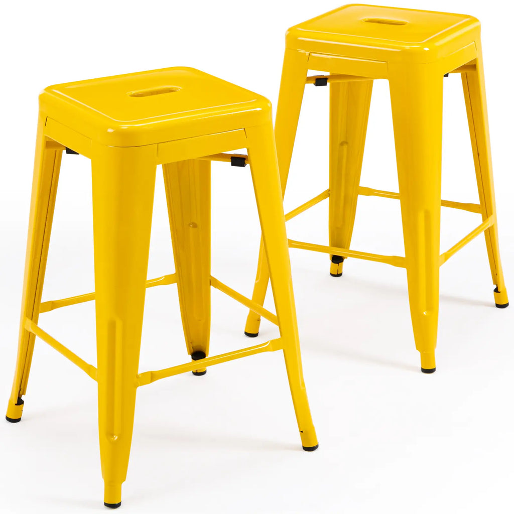 24 inch Industrial Metal Stools Set of 2 for indoor, outdoor