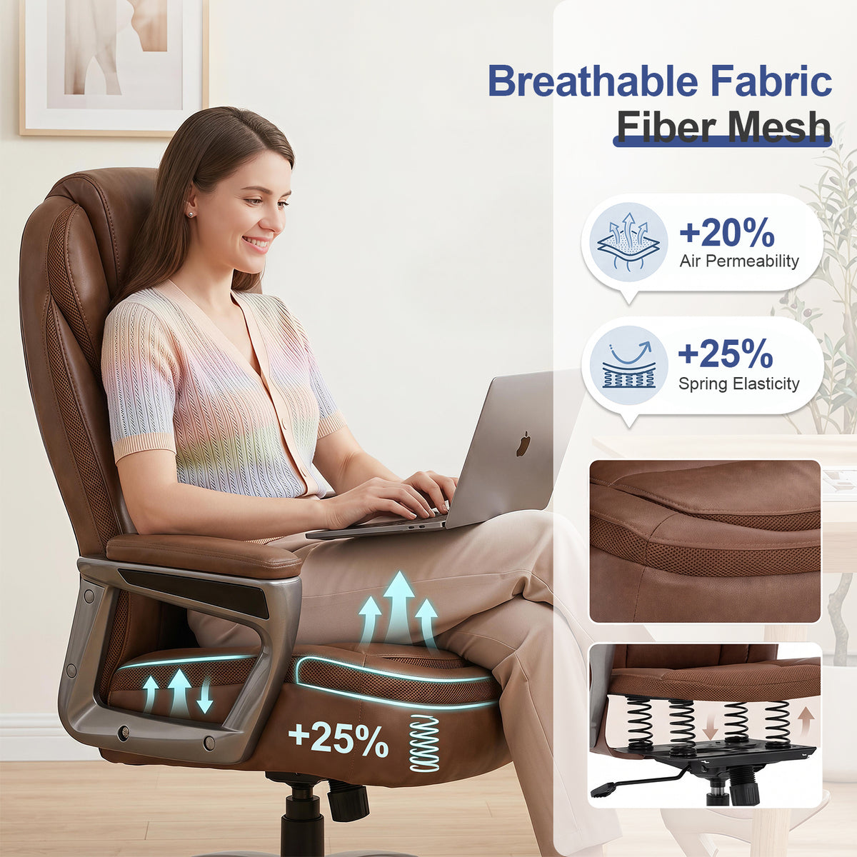 Heavy Duty Big & Tall Office Chair - 600 lb Leather Desk Chair