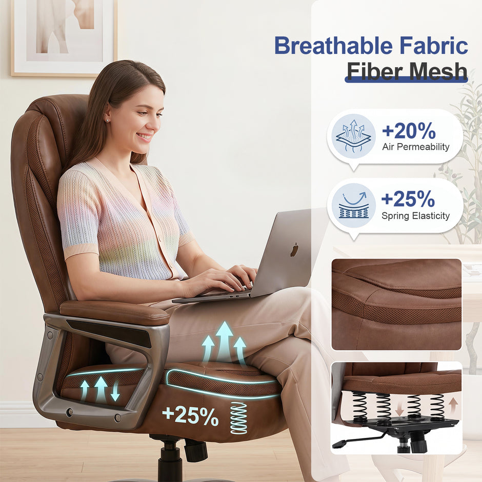 Heavy Duty Big & Tall Office Chair - 600 lb Leather Desk Chair
