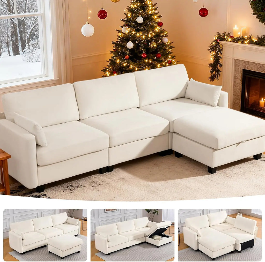 109'' Modular Sectional Sofa with Storage Ottoman