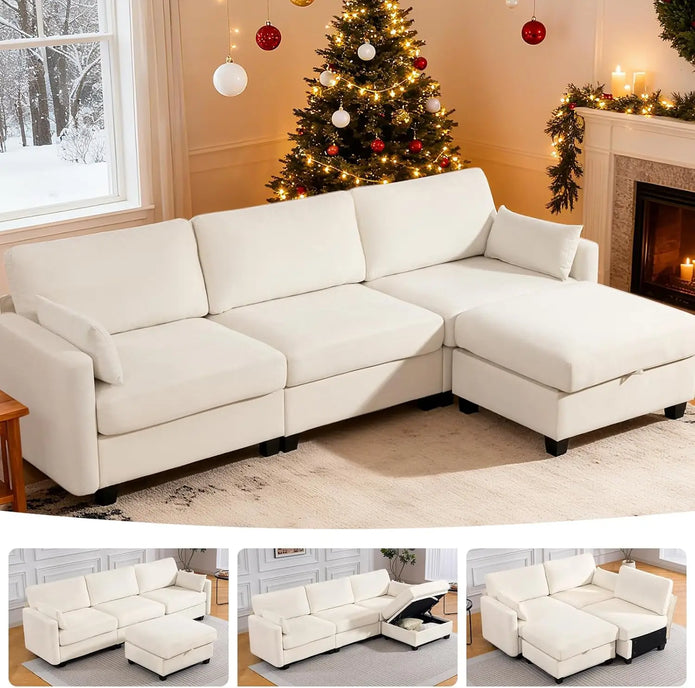 109'' Modular Sectional Sofa with Storage Ottoman