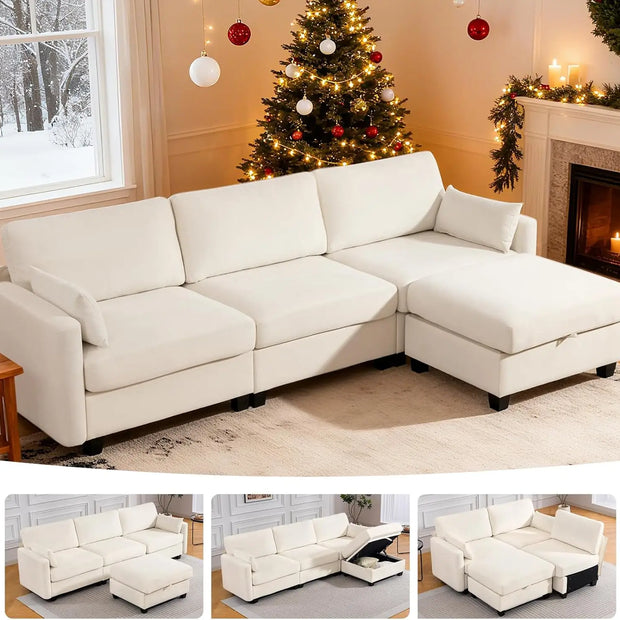 109'' Modular Sectional Sofa with Storage Ottoman