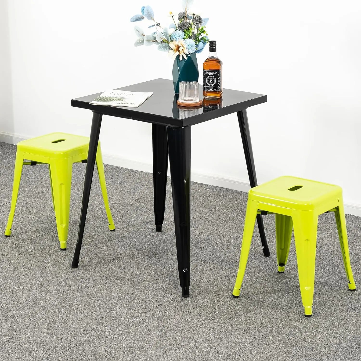 18 inch Industrial Metal Bar Stools Set of 2