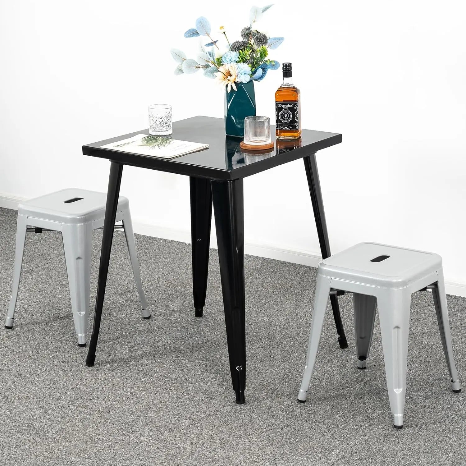 18 inch Industrial Metal Bar Stools Set of 2