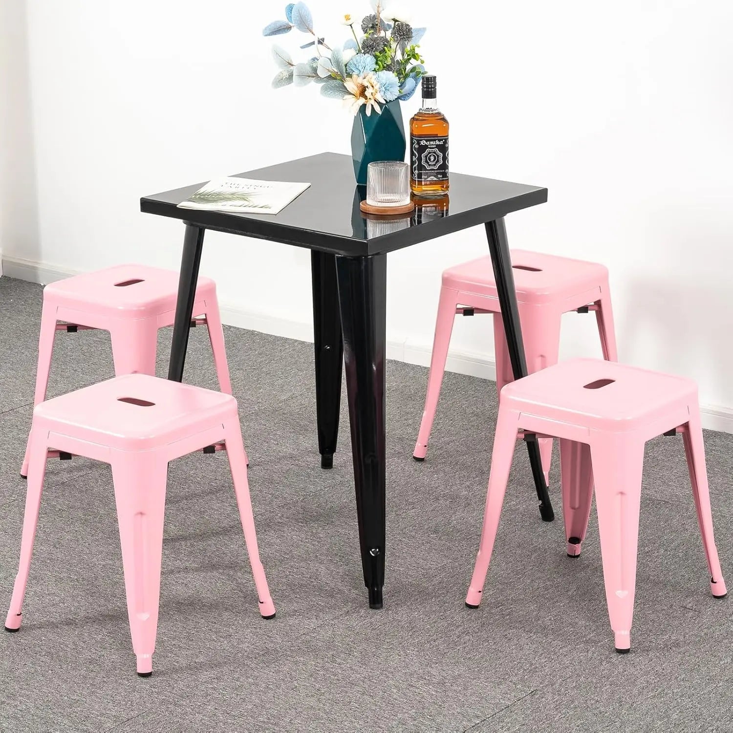18 inch Industrial Metal Bar Stools Set of 2