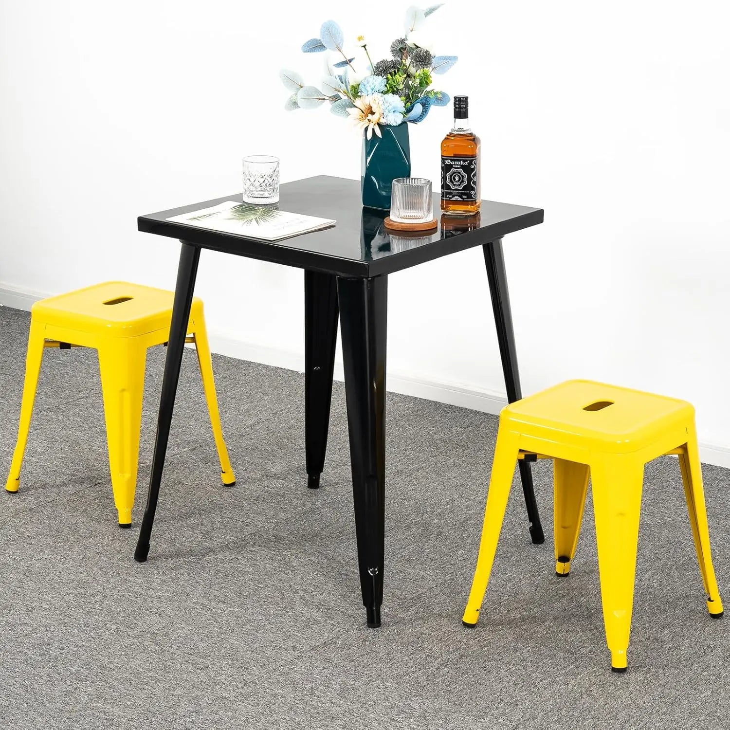 18 inch Industrial Metal Bar Stools Set of 2