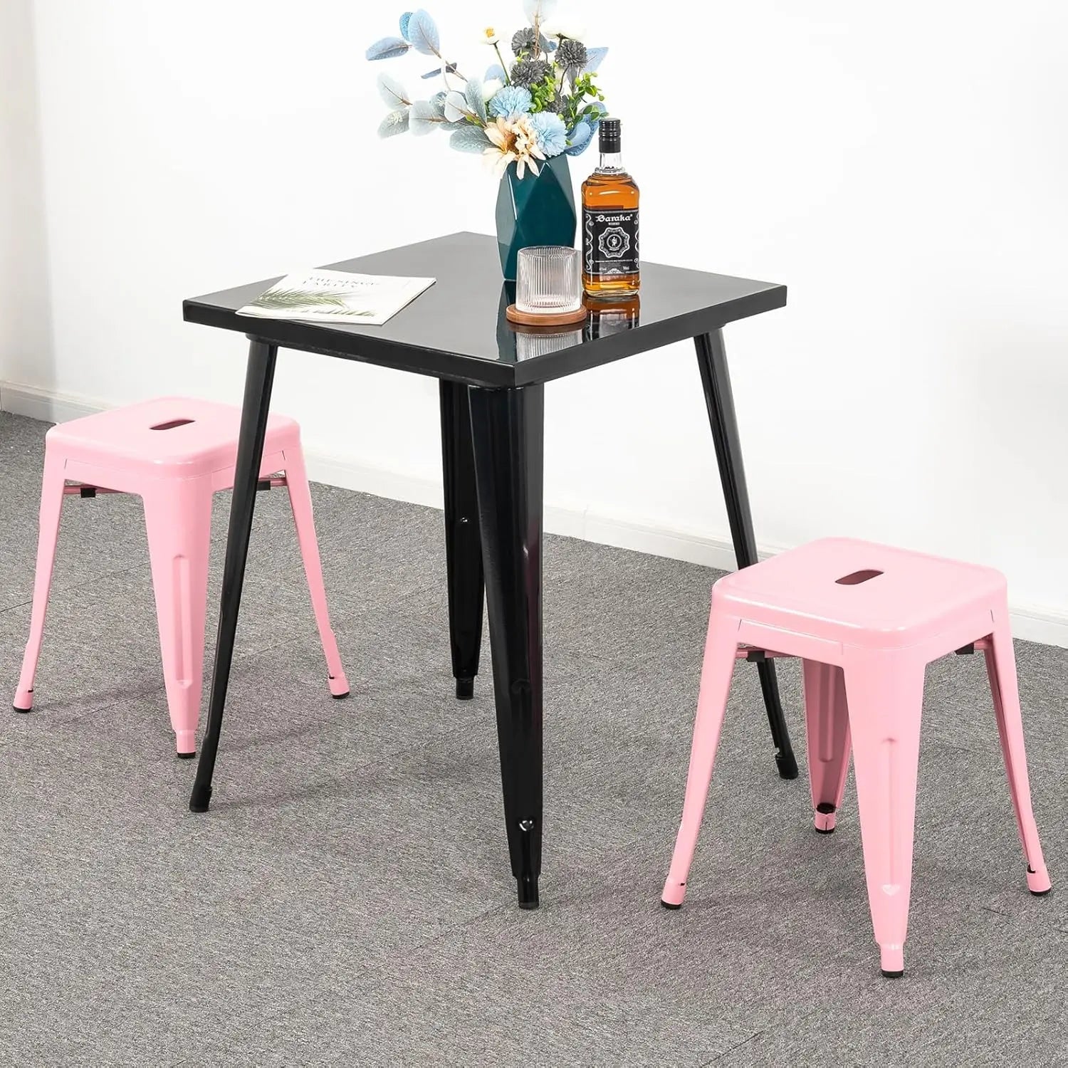18 inch Industrial Metal Bar Stools Set of 2