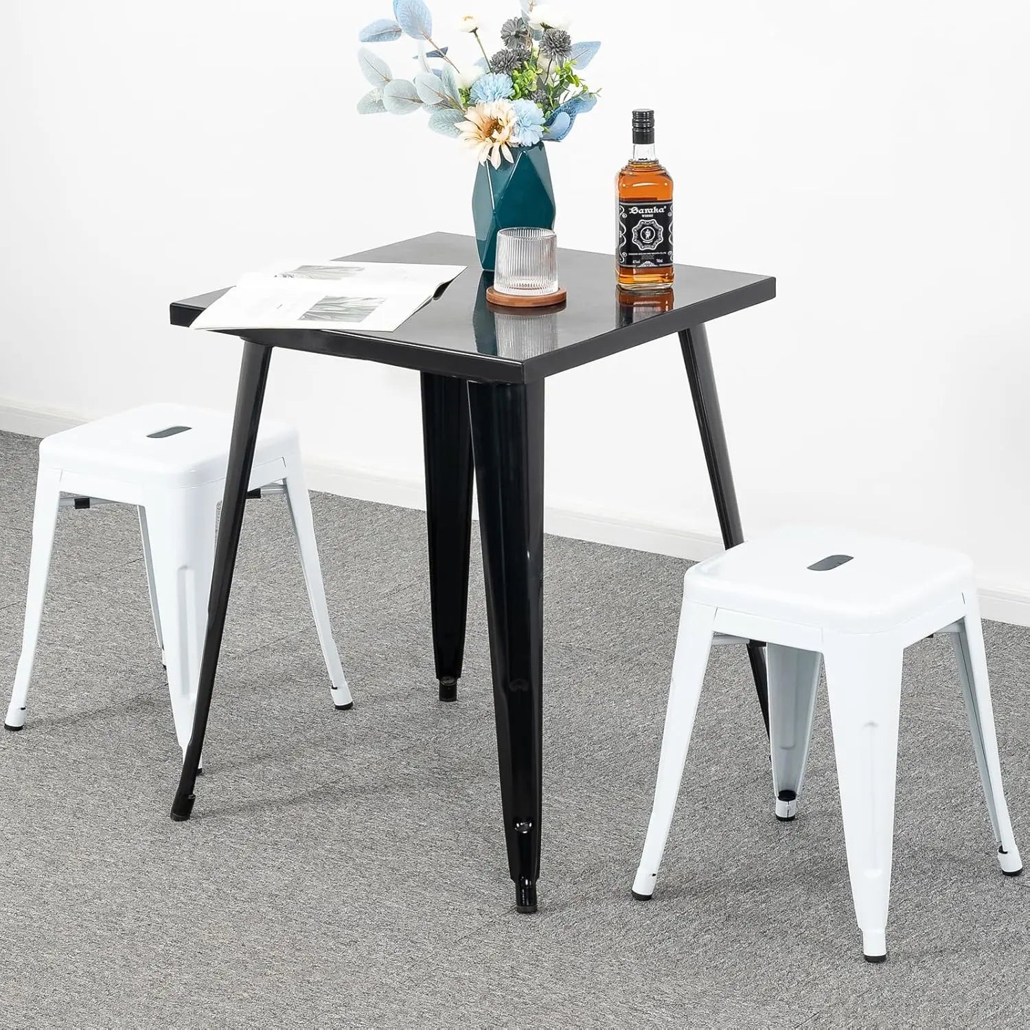 18 inch Industrial Metal Bar Stools Set of 2