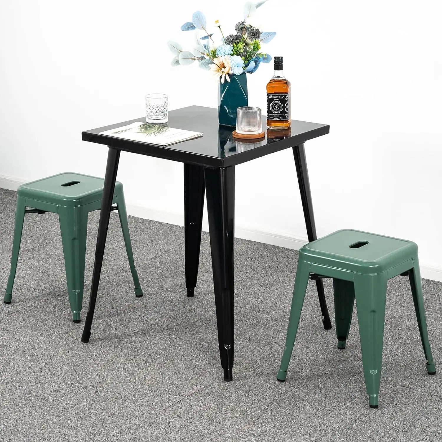 18 inch Industrial Metal Bar Stools Set of 2