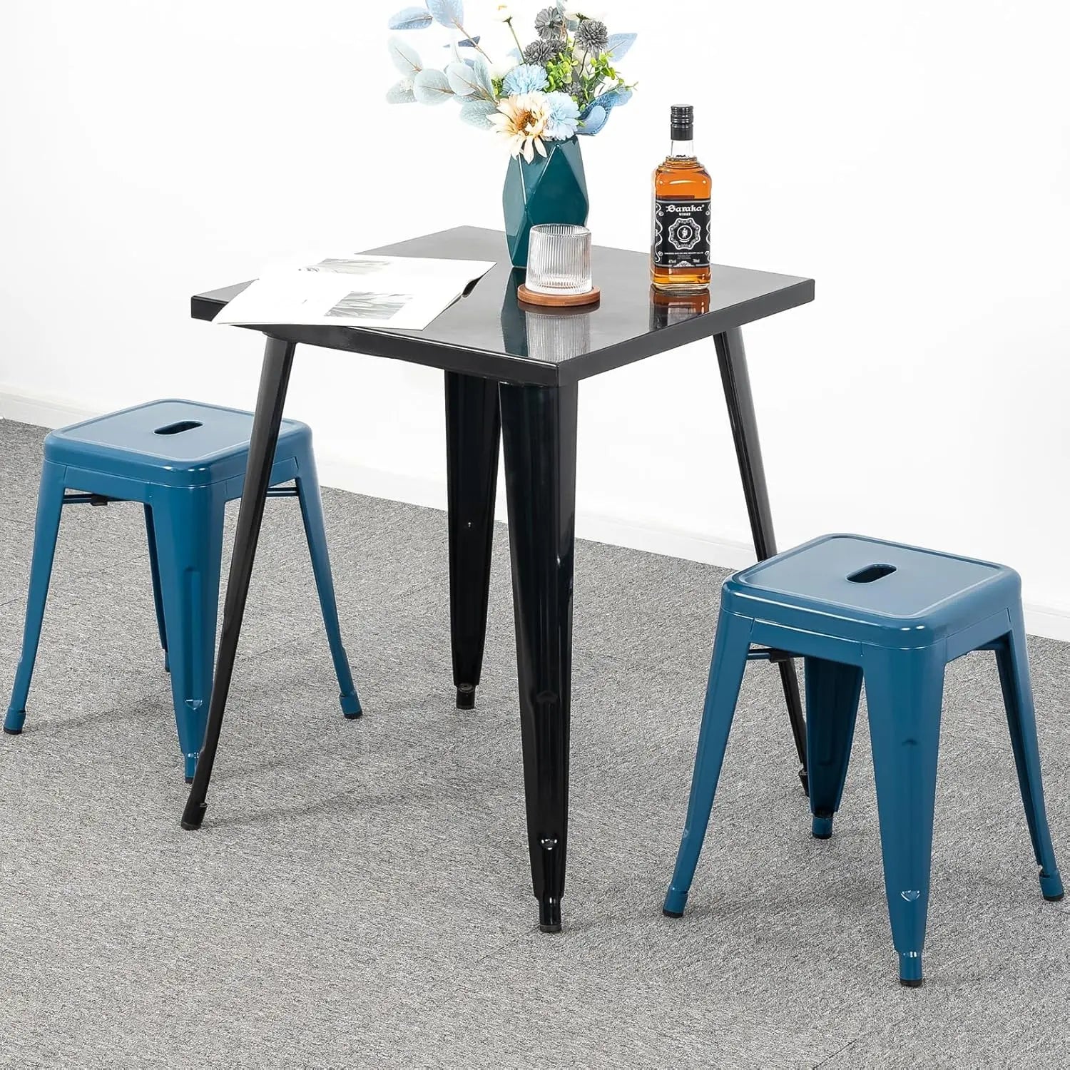18 inch Industrial Metal Bar Stools Set of 2