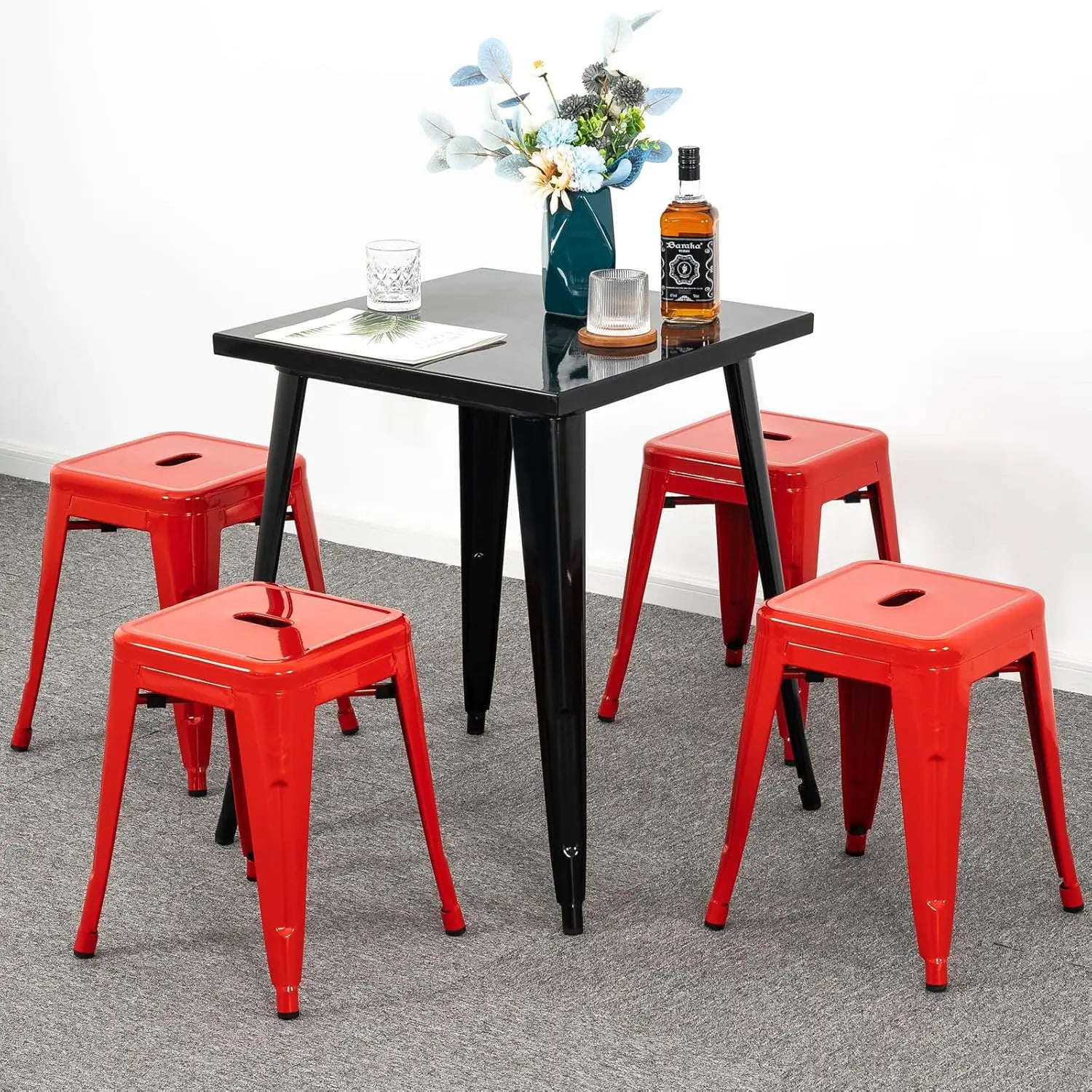 18 inch Industrial Metal Bar Stools Set of 2