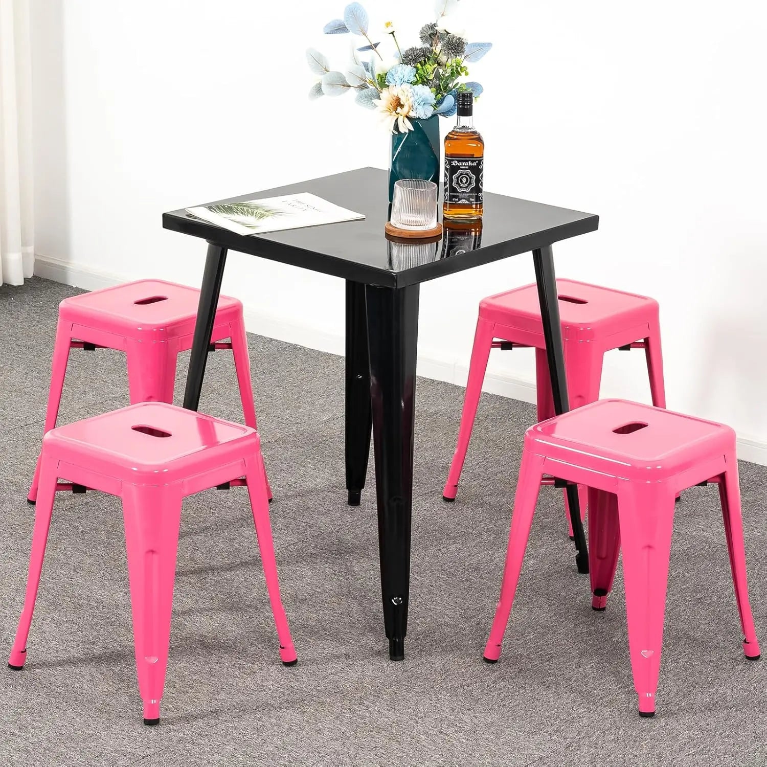 18 inch Industrial Metal Bar Stools Set of 2