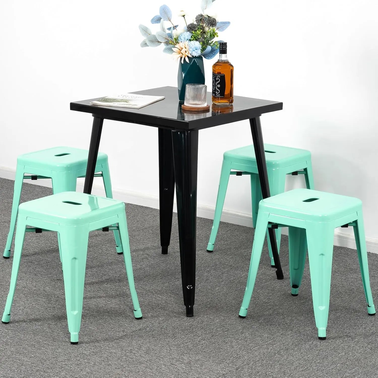 18 inch Industrial Metal Bar Stools Set of 2