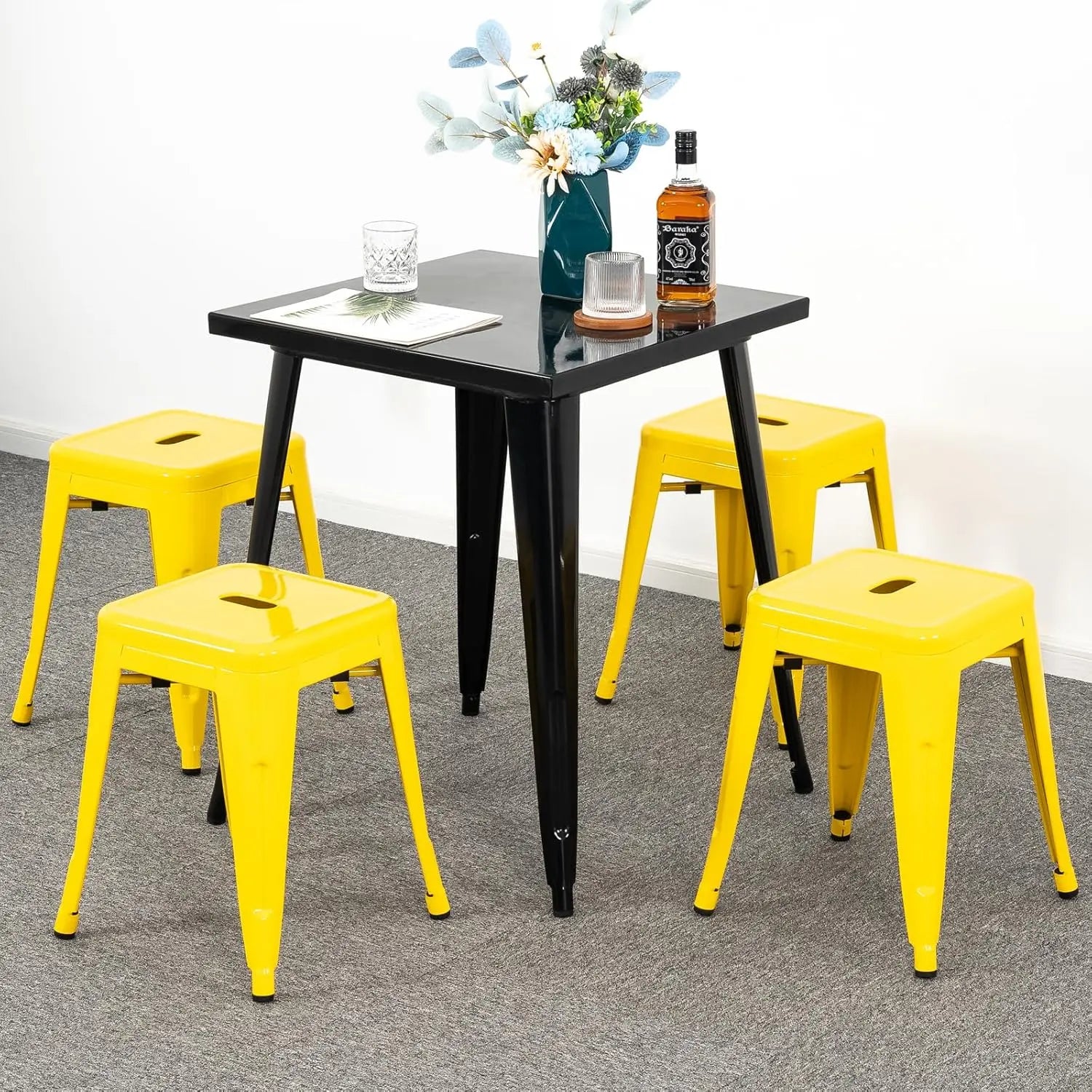 18 inch Industrial Metal Bar Stools Set of 2