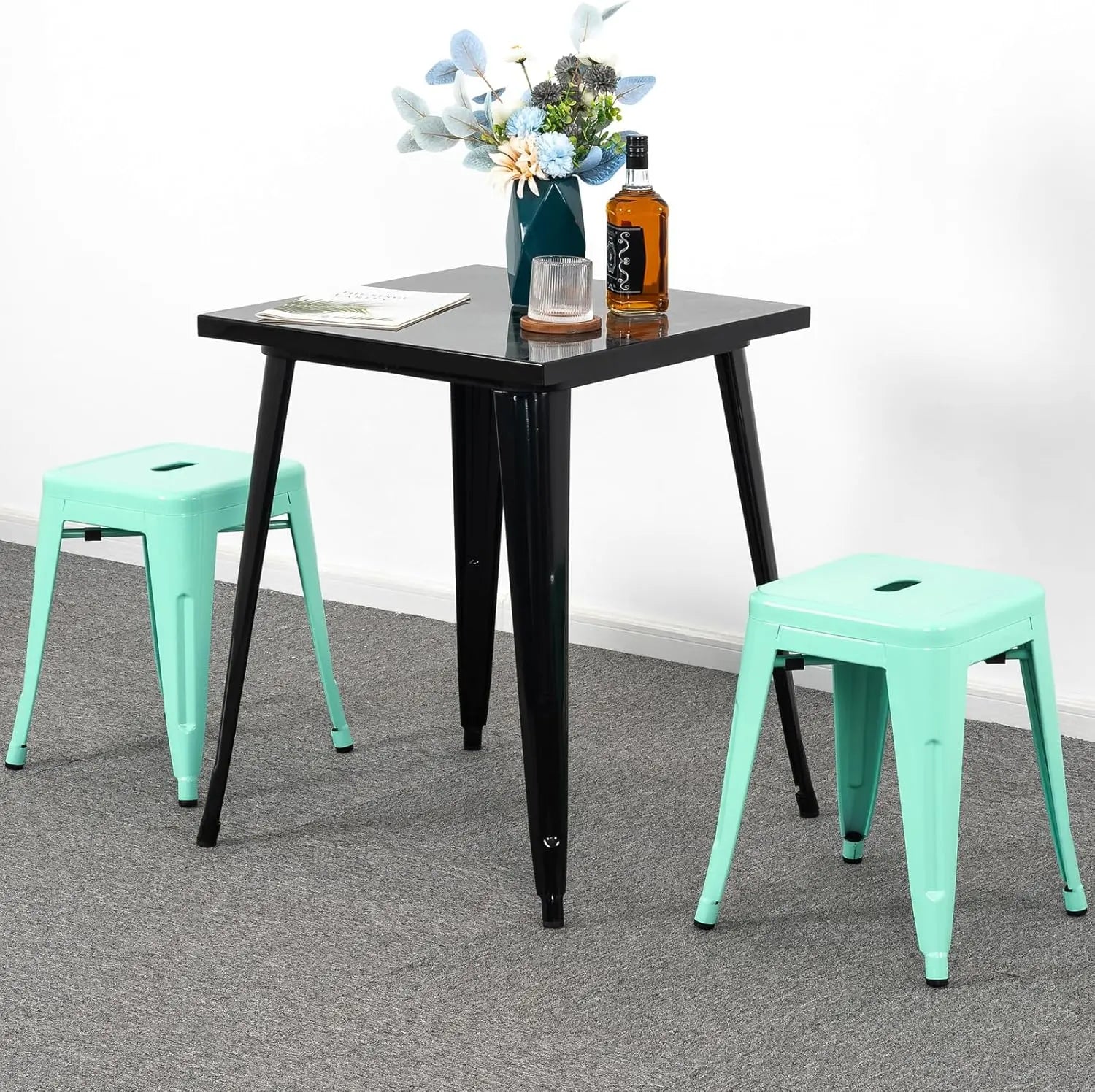 18 inch Industrial Metal Bar Stools Set of 2