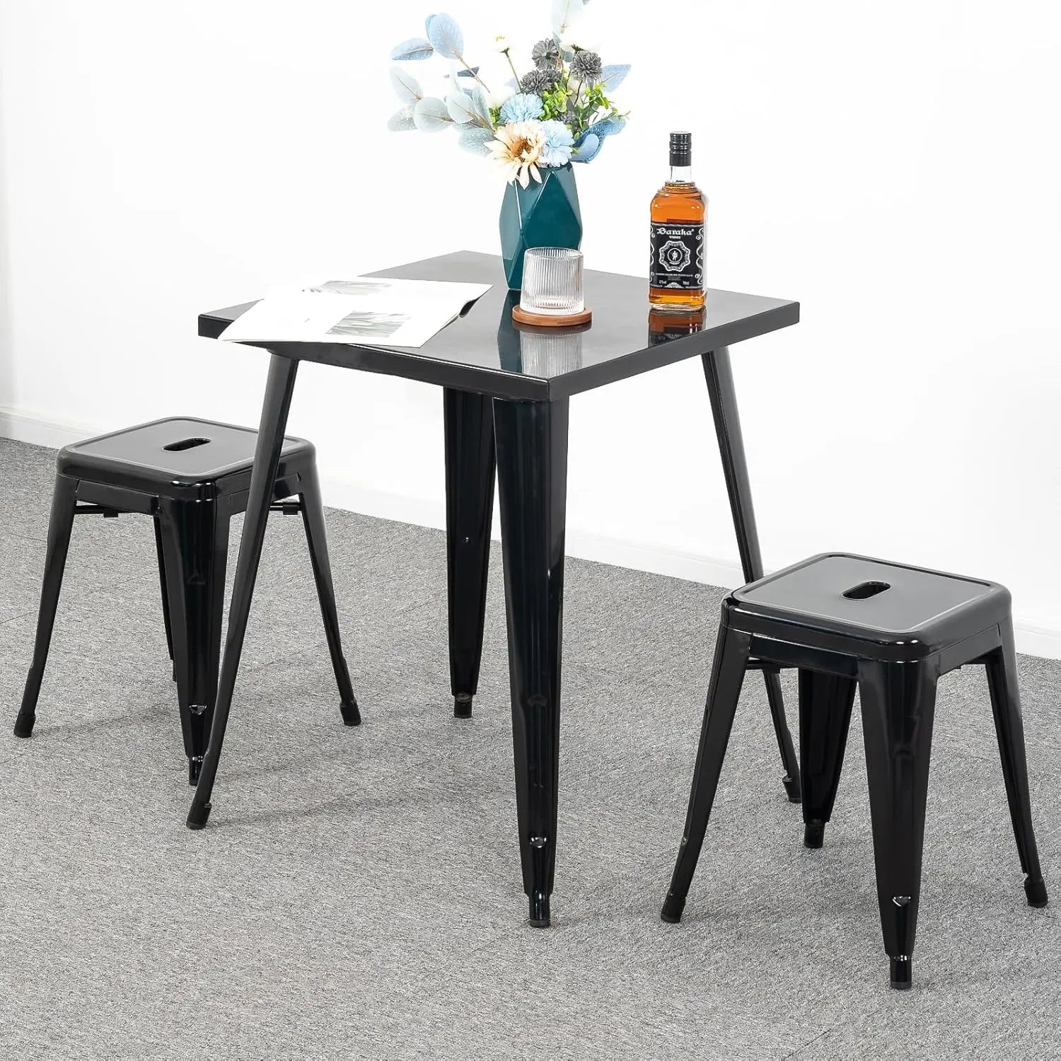 18 inch Industrial Metal Bar Stools Set of 2