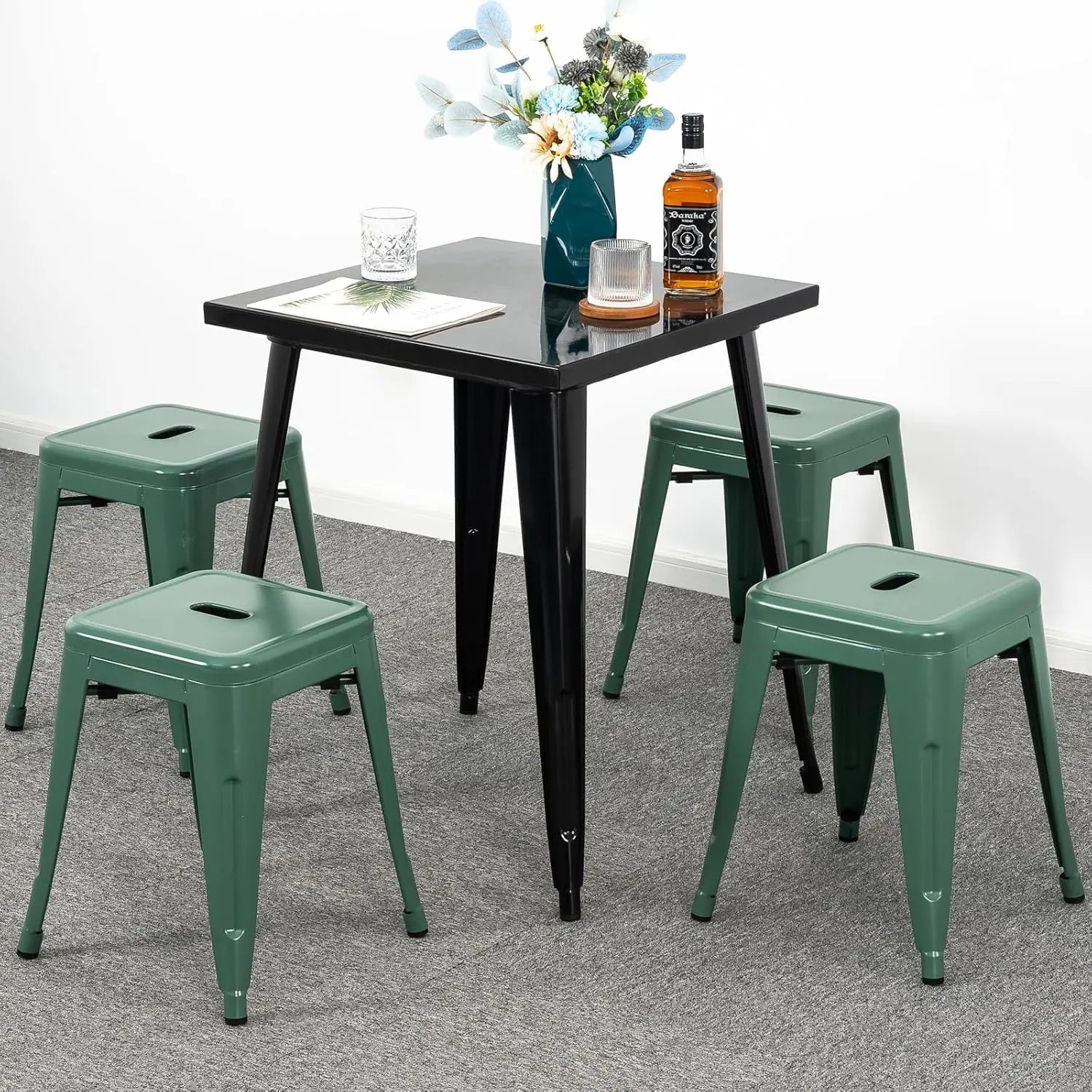 18 inch Industrial Metal Bar Stools Set of 2