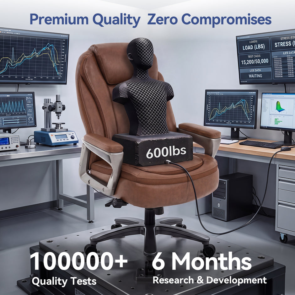 Heavy Duty Big & Tall Office Chair - 600 lb Leather Desk Chair