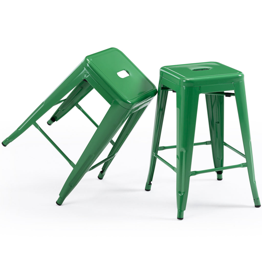 24 inch Industrial Metal Stools Set of 2 for indoor, outdoor