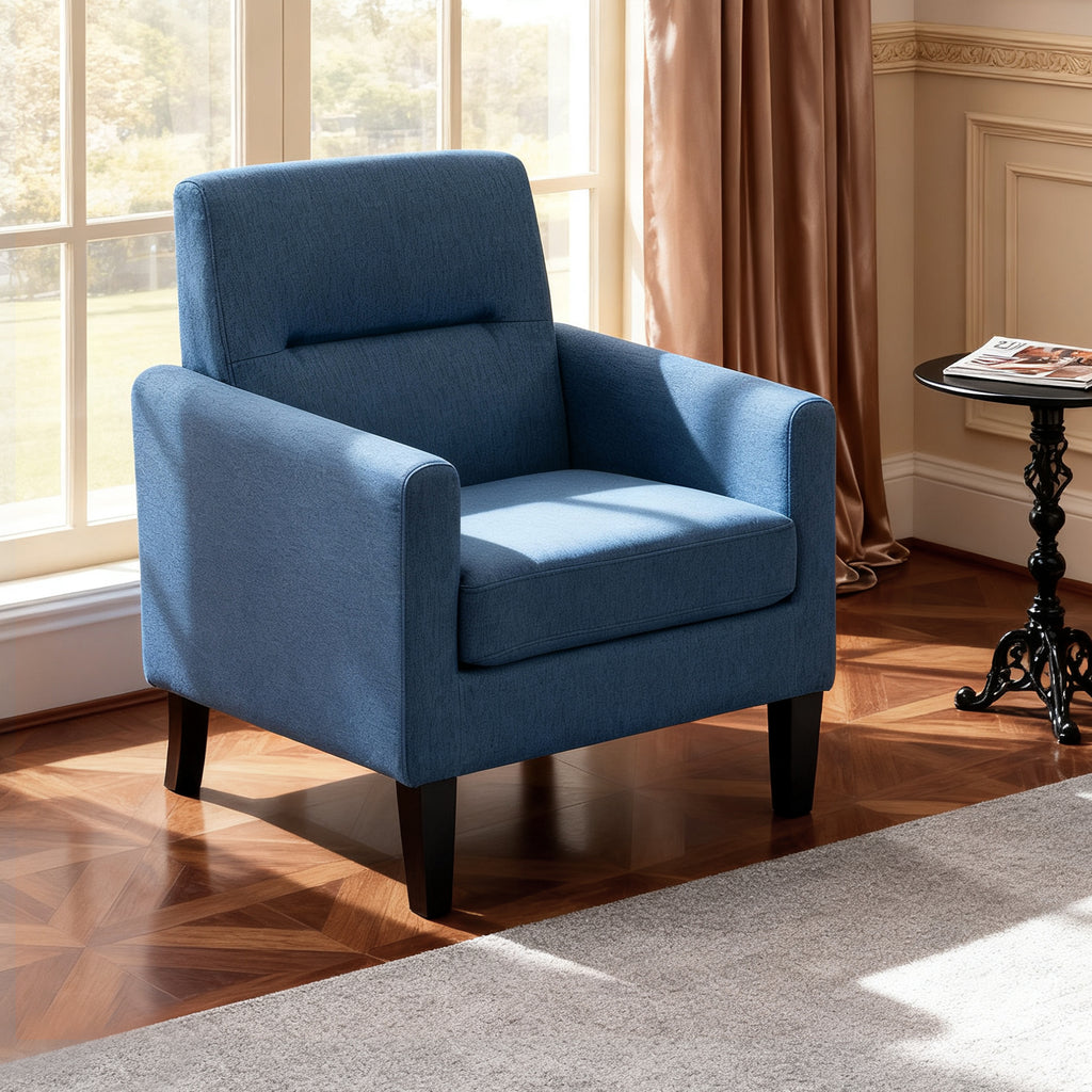 Modern Upholstered Accent Chair for Living Room, Wood & Fabric