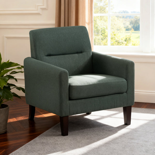 Modern Upholstered Accent Chair for Living Room, Wood & Fabric