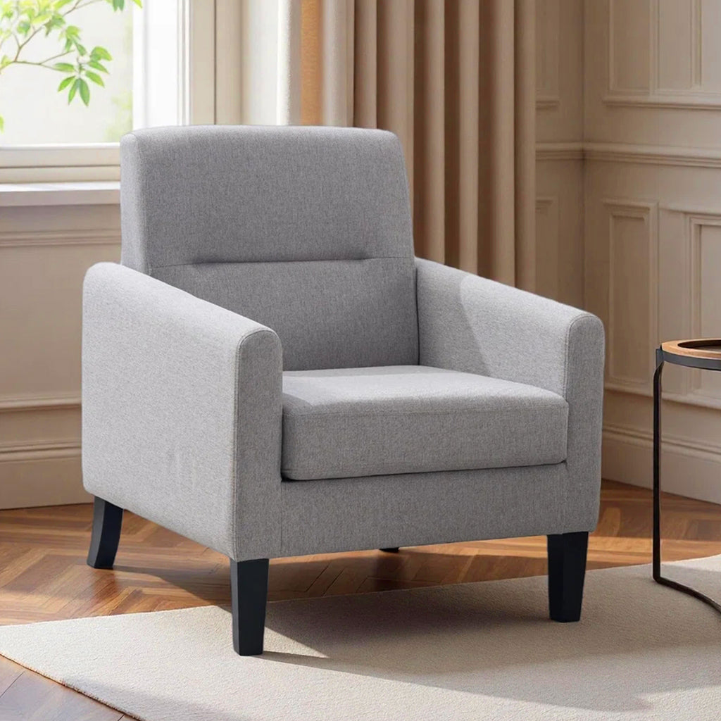 Modern Upholstered Accent Chair for Living Room, Wood & Fabric