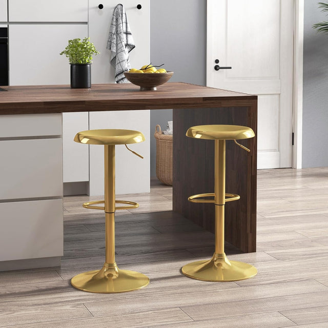 Adjustable Metal Bar Stools Set of 2, Pub, Cafe